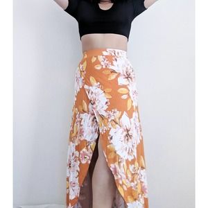 Floral Maxi Skirt Yellow